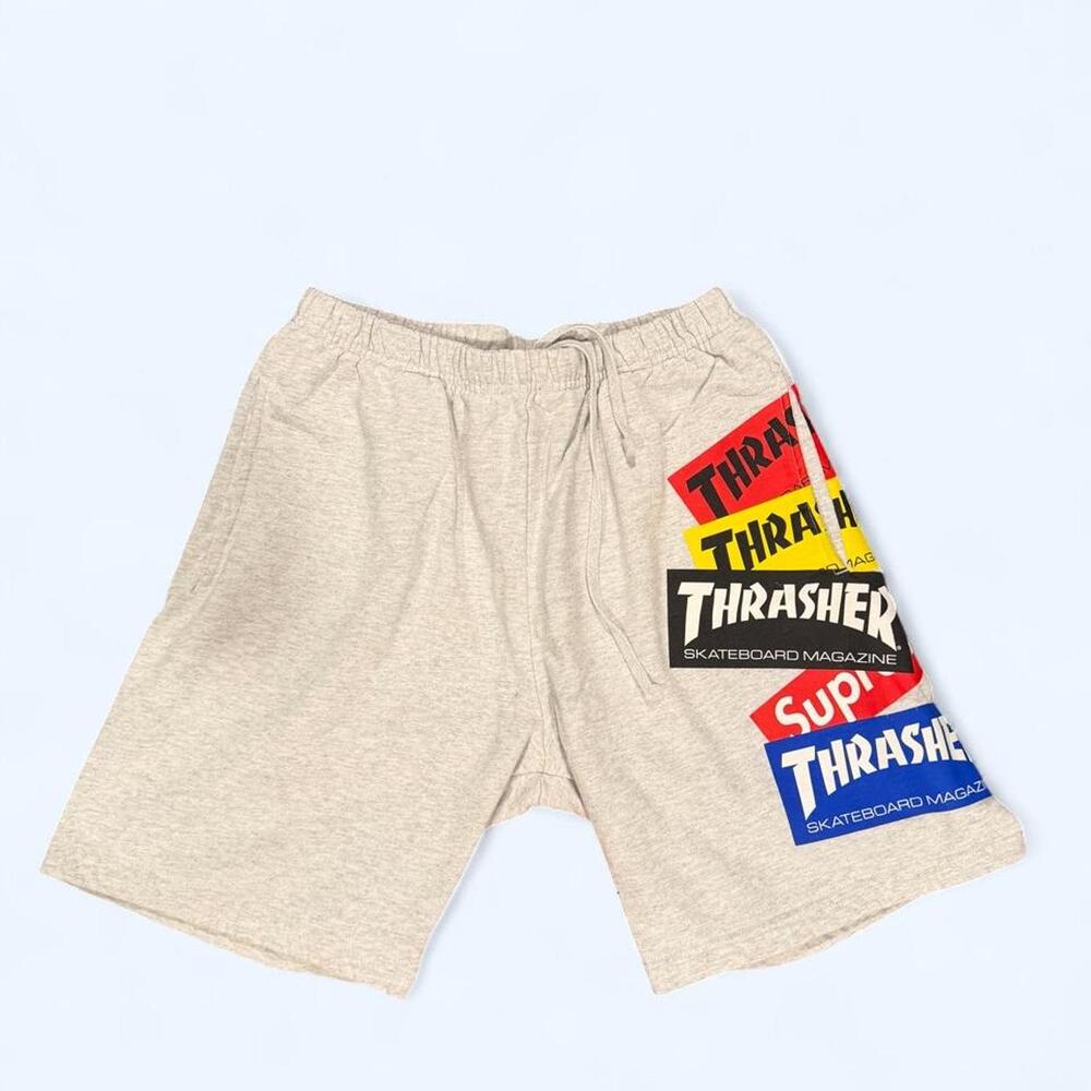 Supreme x Thrasher Sweat Shorts β Heather Gray - Picture 1 of 5